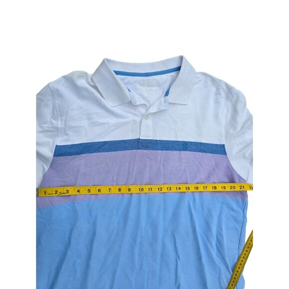 Izod Mens XL Colorblock Polo Shirt In White/Blue/Lavender Cotton Blend - Picture 4 of 5